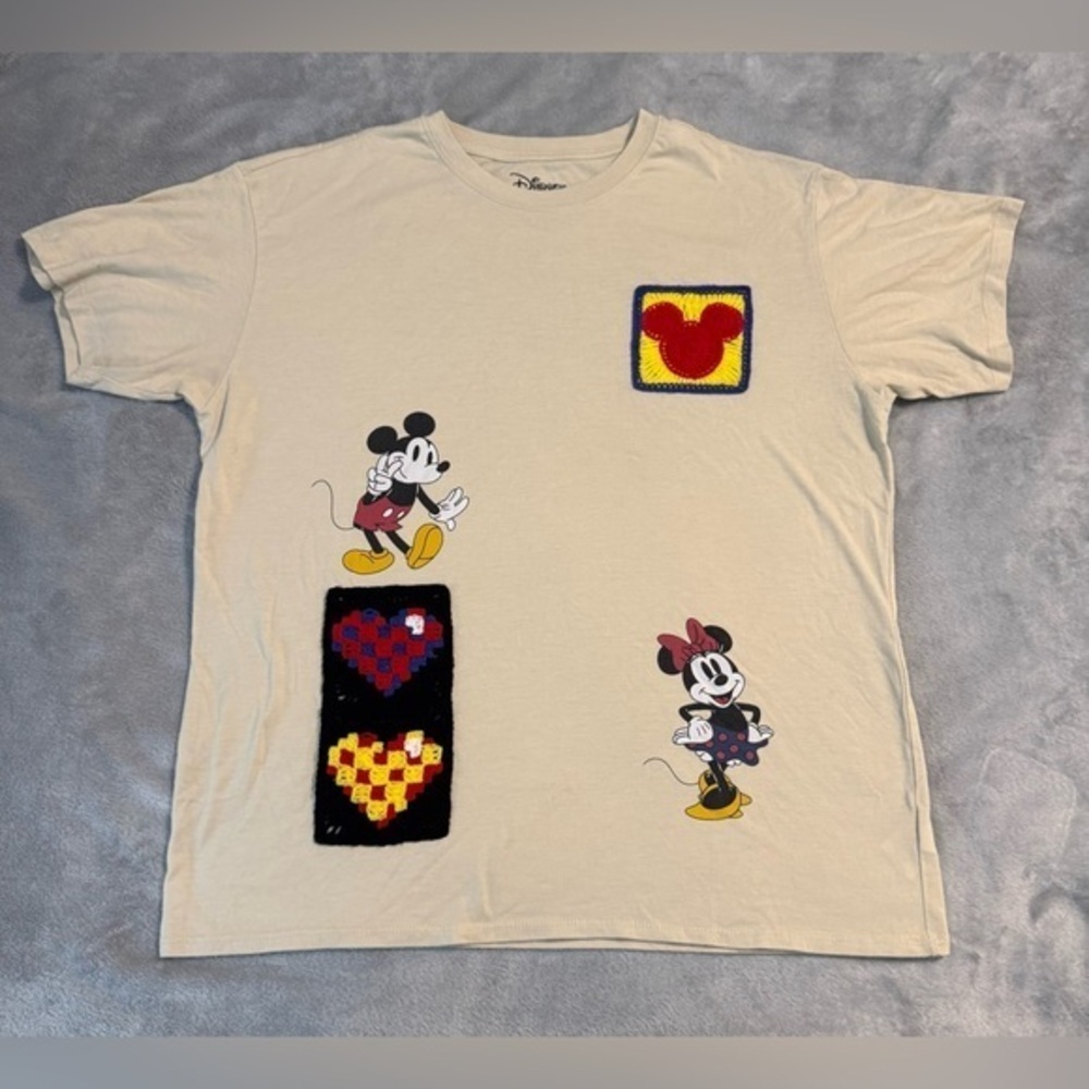 Disney "Happy Moments" Crochet Patch Graphic T-Shirt
